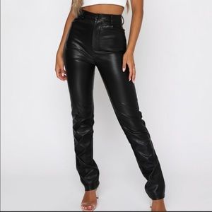 White Fox Faux Leather Pants